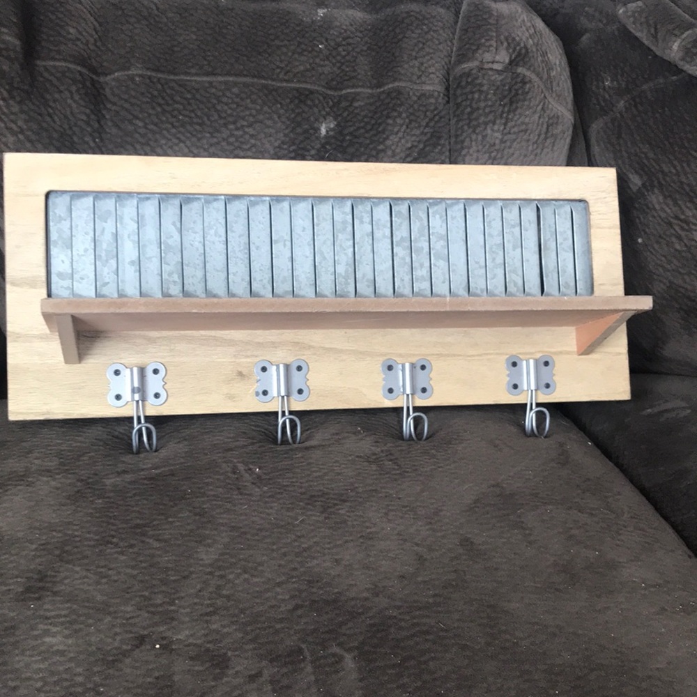 Galvenized wall decor/key holder.